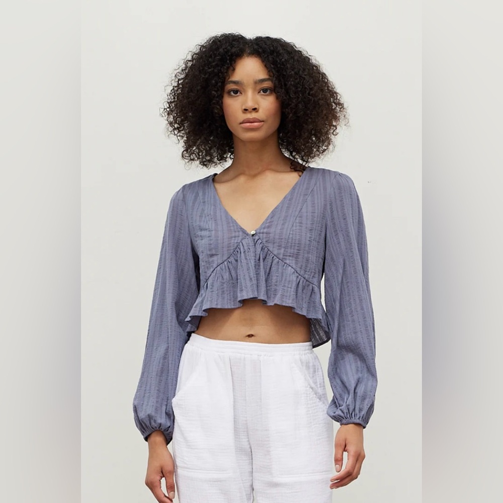 Grade & Gather The Emery Cropped Peplum Blouse, Size Medium, NWT